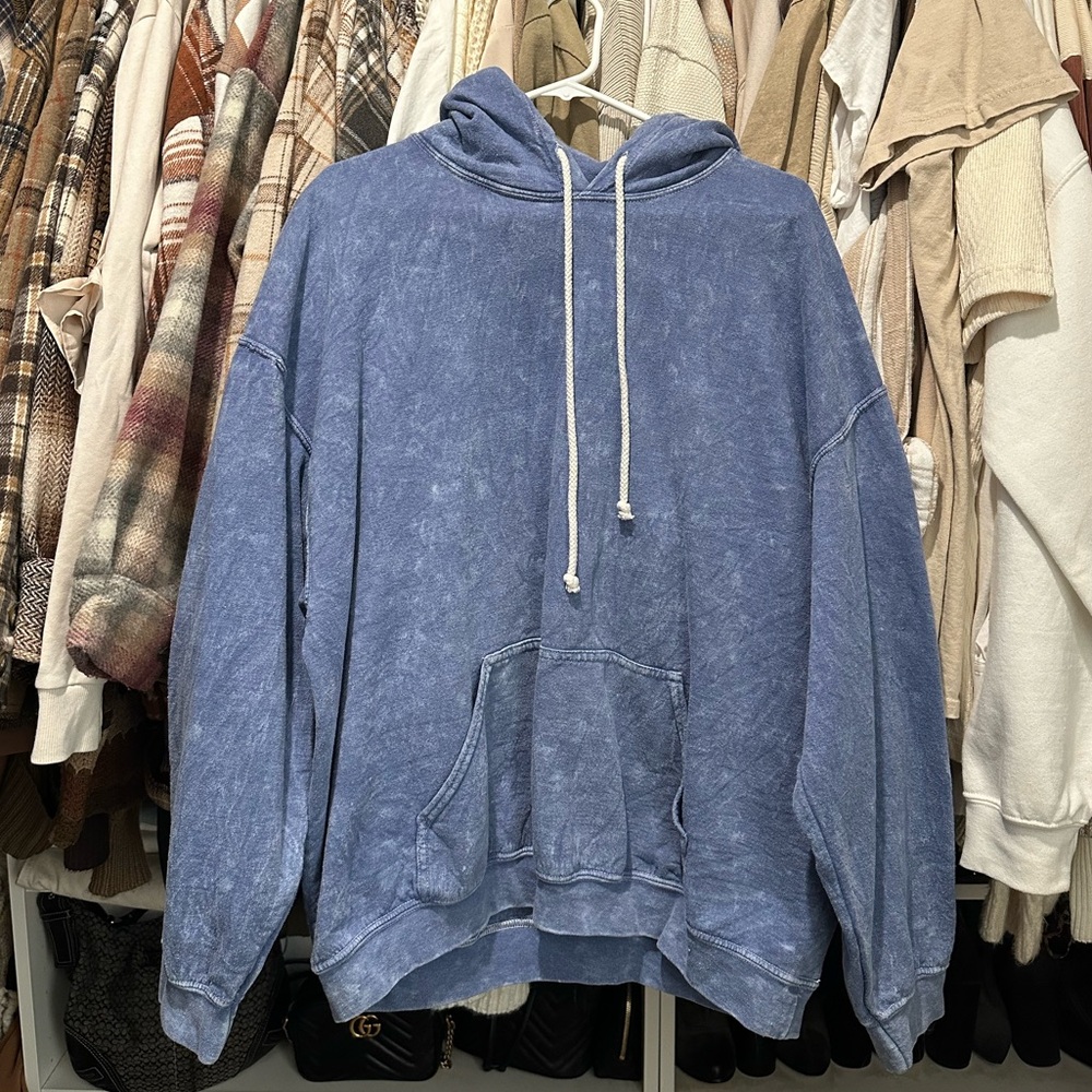 Blue Over-sized Faded Hoodie